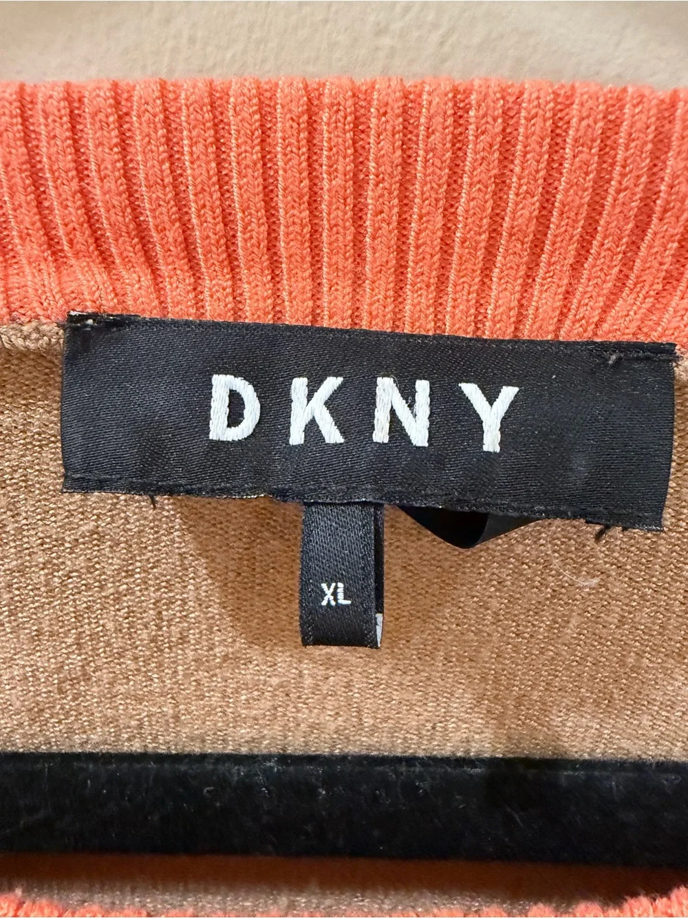 Striped Crewneck Sweater in Camel, Orange & Black - Picture 3 of 3